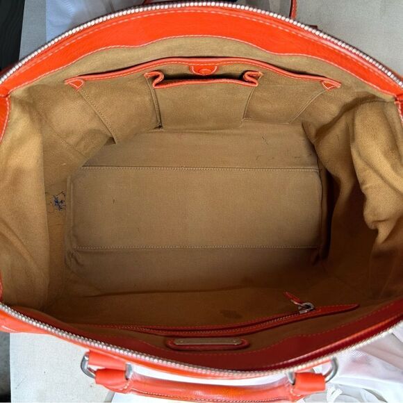 Ralph Lauren Tangerine Pebbled Leather Silver Trim "Proprietor" Satchel Hand Bag - Picture 16 of 16
